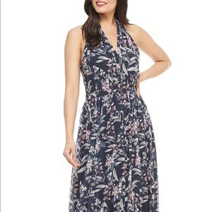 Siena Floral Print Halter Neck Chiffon Maxi Dress